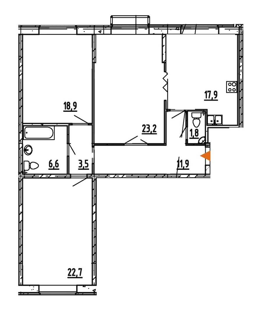 Трехкомнатная квартира в : площадь 106.5 м2 , этаж: 4 – купить в Санкт-Петербурге